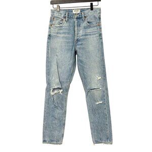 Agolde Jamie High Rise Classic Jeans in Shakedown Distressed 90s Buttons Size 25